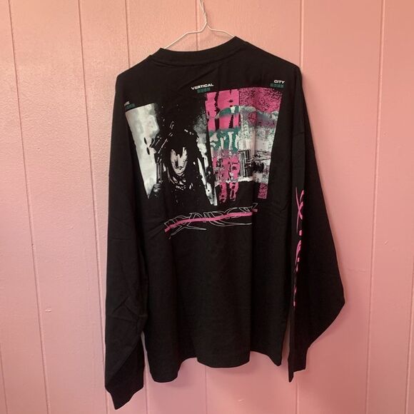 ASOS oversized long sleeve t-shirt in black with & matrix sleeve print size L - Picture 3 of 10